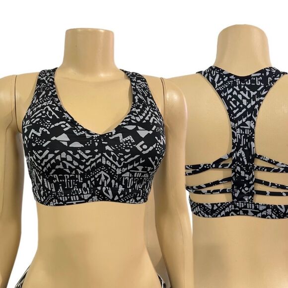 Victoria’s Secret Lightly Padded Strappy back Racerback Sports Bra Black gray - Picture 1 of 5